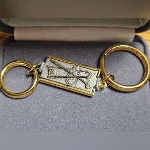 Anson Golf Clubs Keychain in Box | Vintage Gold & Silver Tone